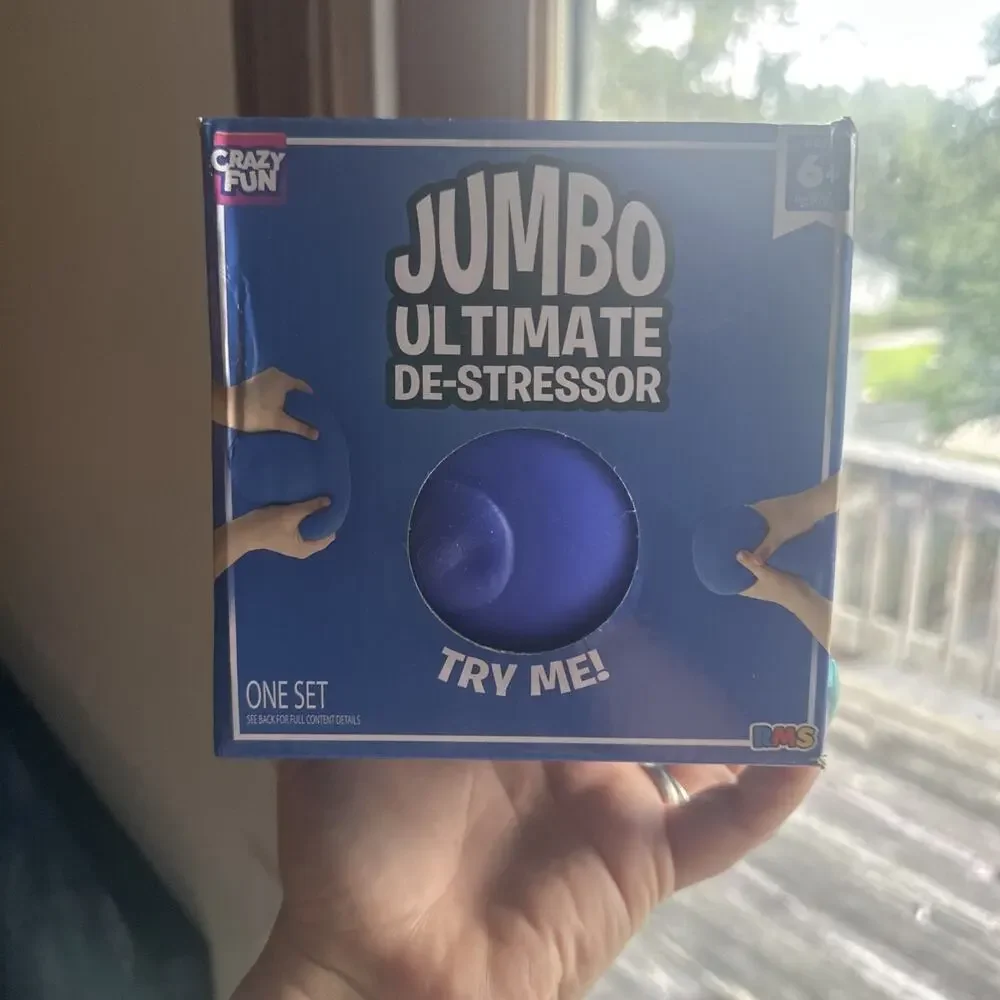 Crazy Fun Jumbo Ultimate De-Stressor Squishy Ball, Viral RMS XL Squeeze Toy BLUE